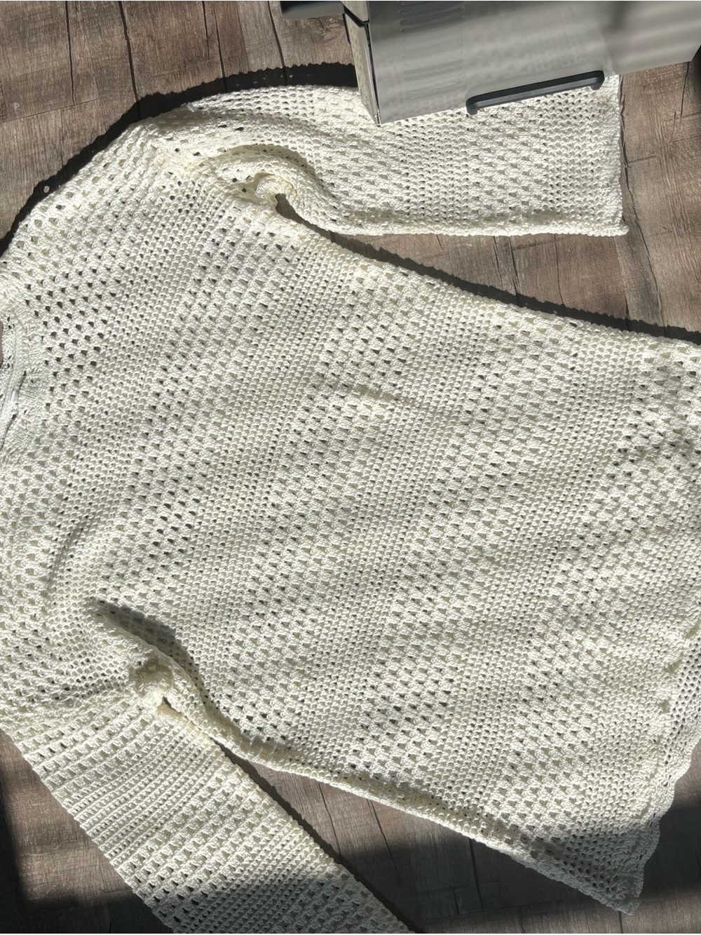Cream Crochet Knit Top - Size M